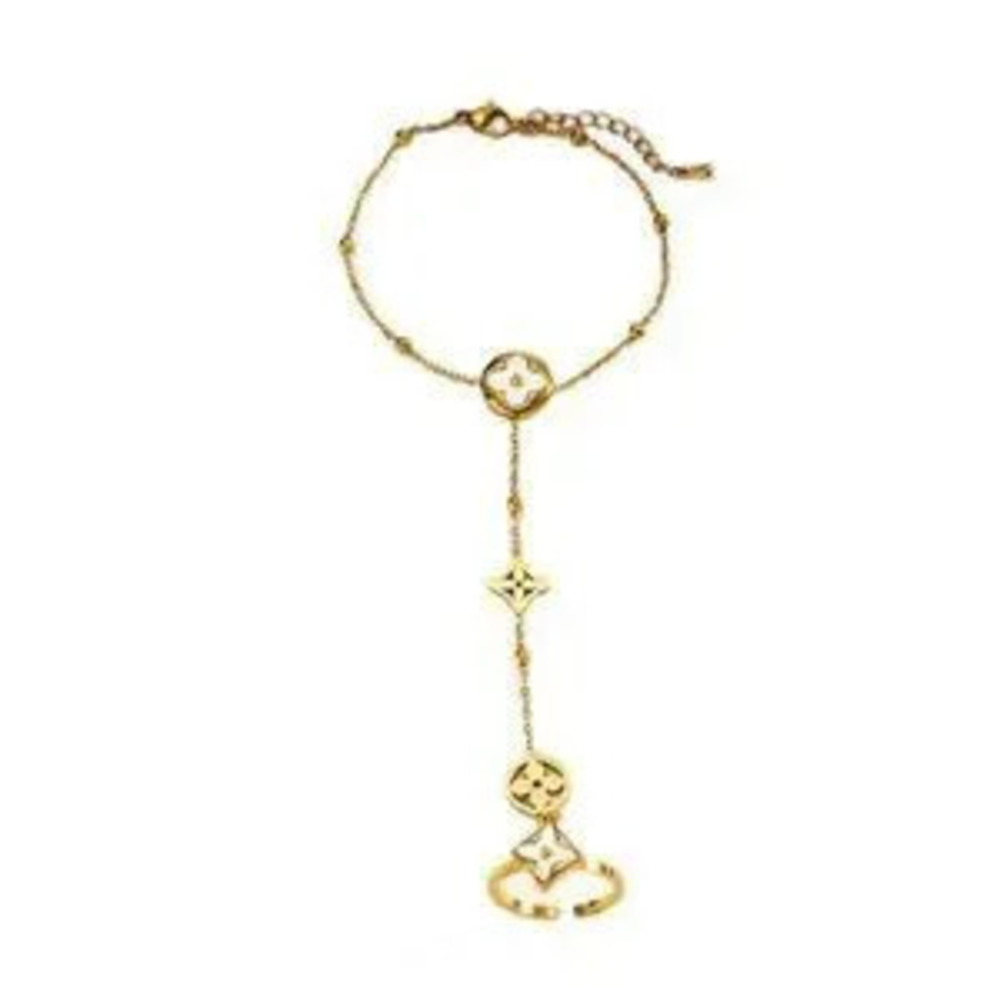 18K Gold-Plated Clover Charm Hand Chain Bracelet
